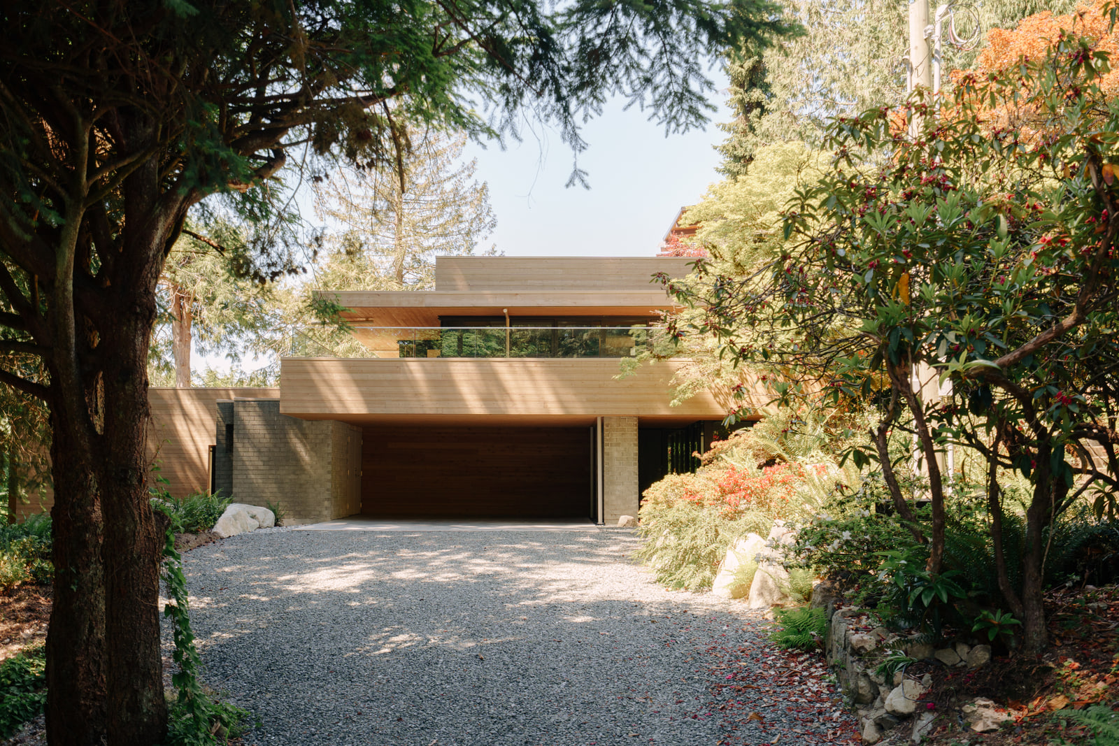 Fells House approached through a mature woodland garden.